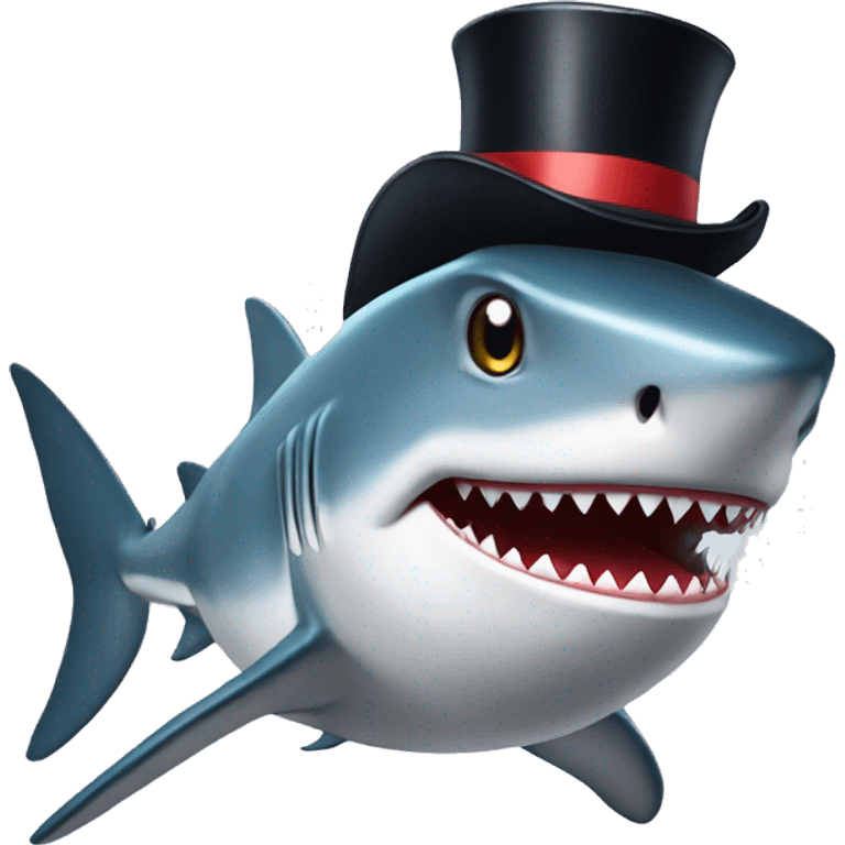 Shark with a top hat emoji