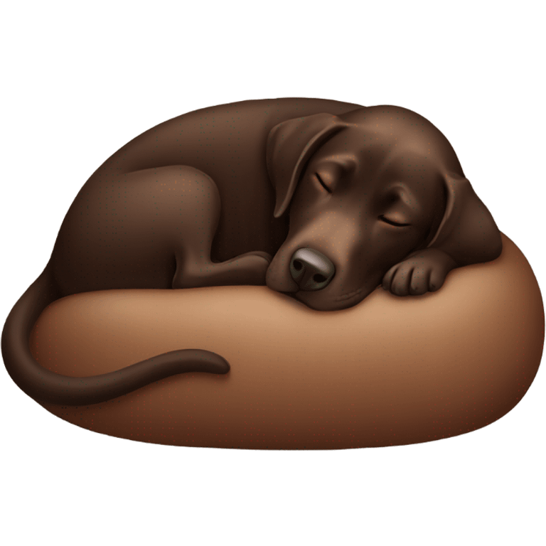 Chocolate lab curled up sleeping emoji