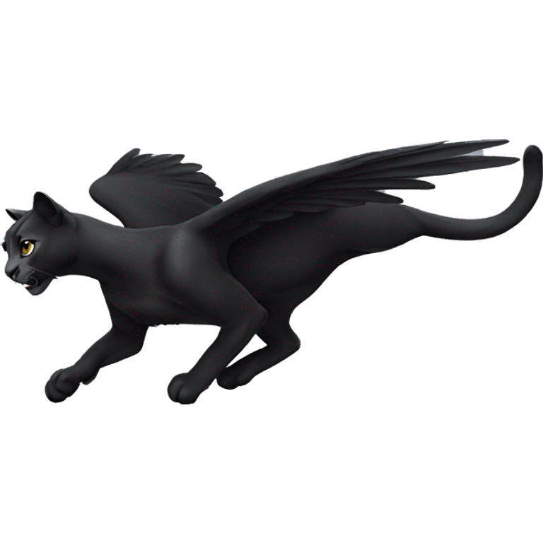 winged black puma flying emoji