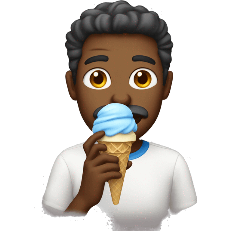 man eating vanilla and blue ice cream emoji