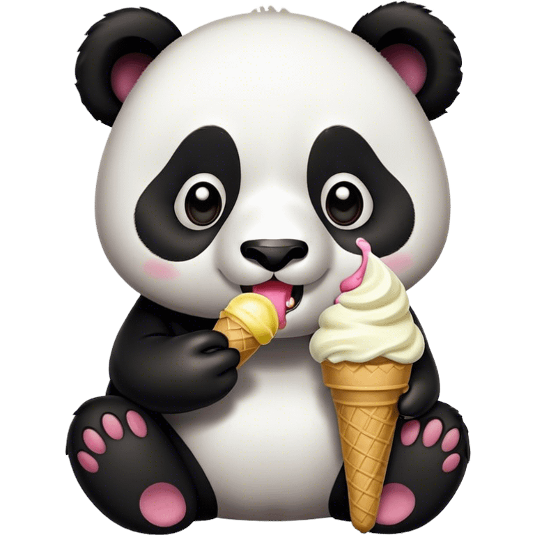 Panda eating ice cream emoji