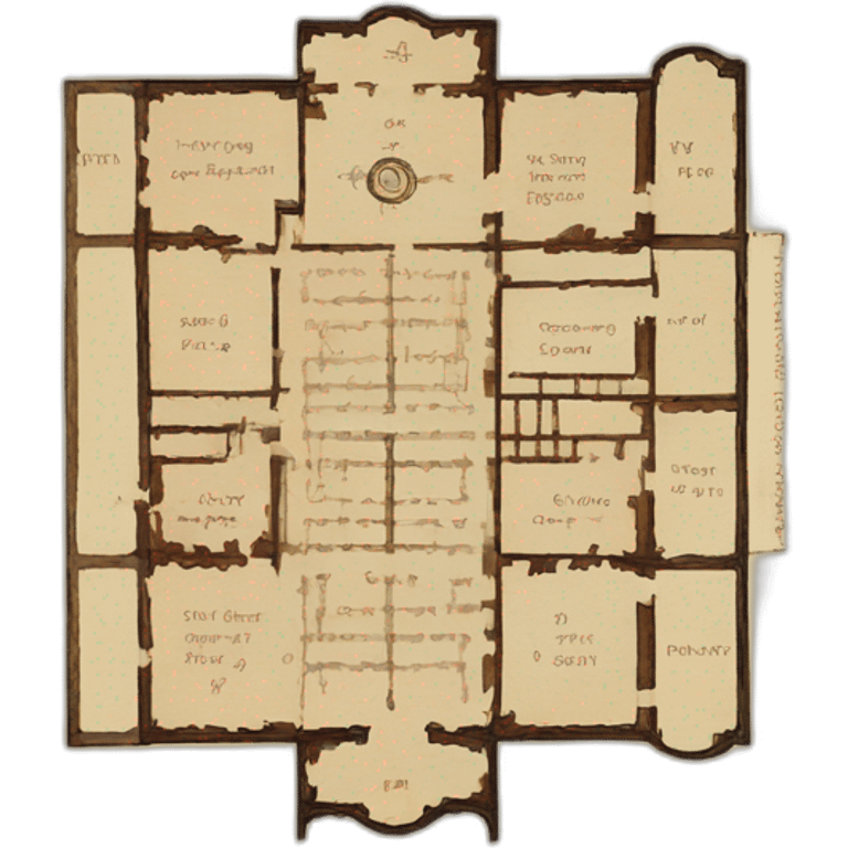 floor plan of a church, medieval, written on a scroll emoji