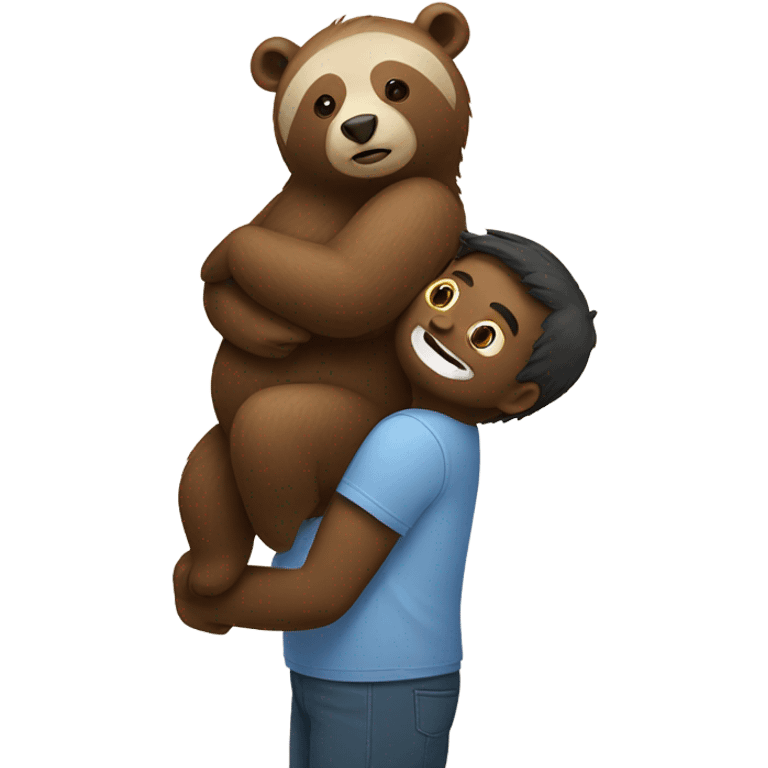 Bear holding sloth on his shoulders emoji