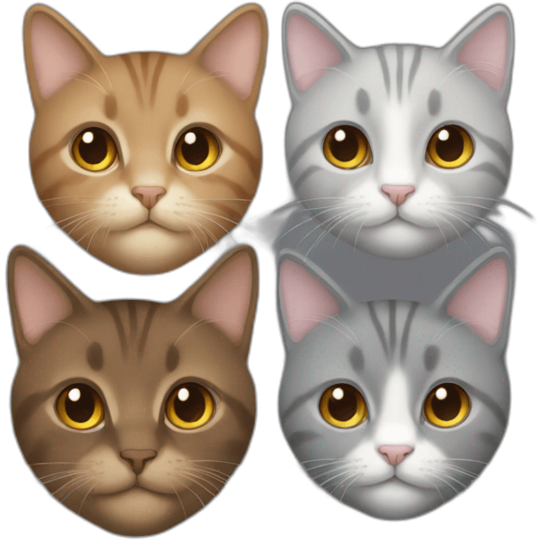 two cats brown long hair and gray short hair emoji