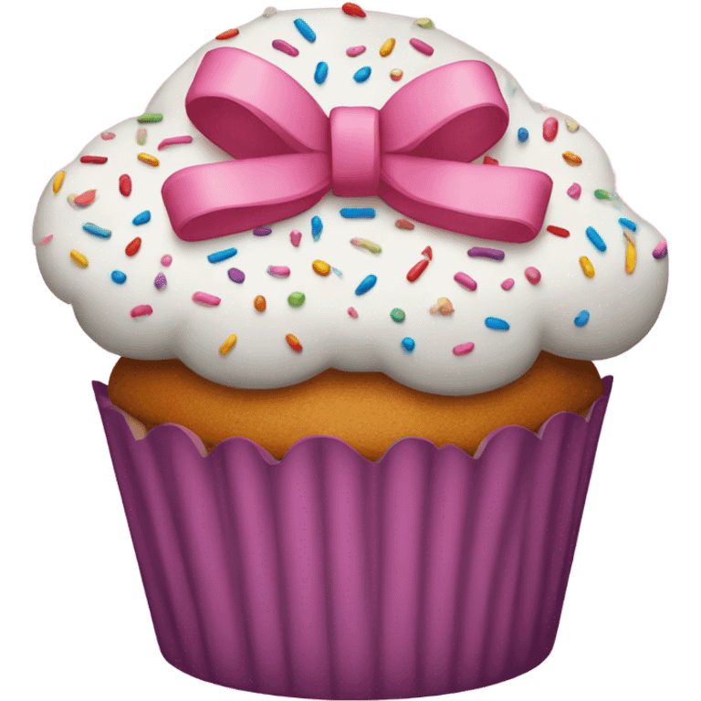 A cupcake bow with sprinkles on top emoji