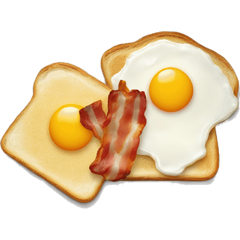 “Two fried eggs, crispy bacon, and buttered toast on a plate.” emoji