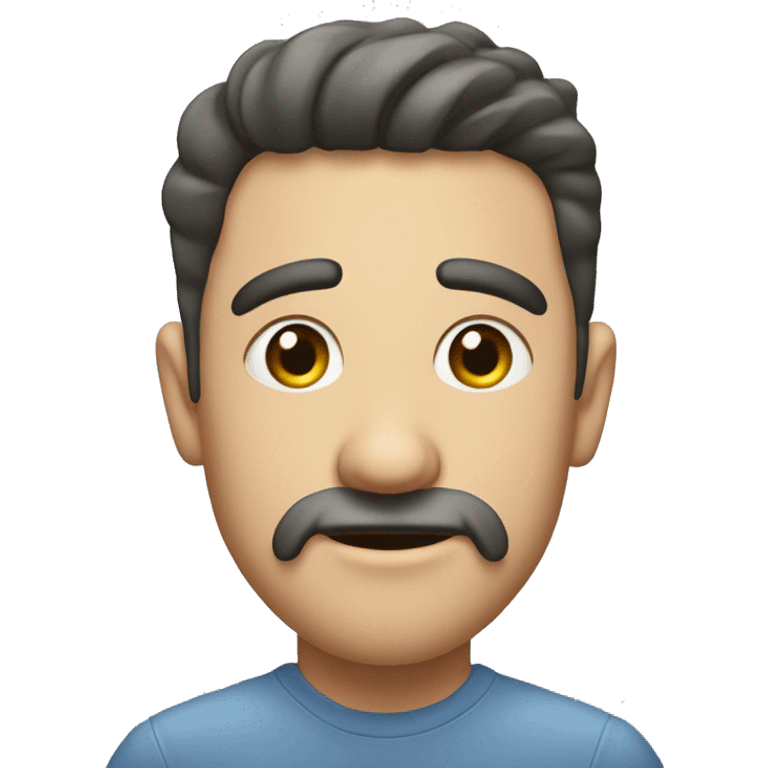 Rostro persona con dos dedos a los lados de la cabeza haciendo el movimiento de comillas  emoji