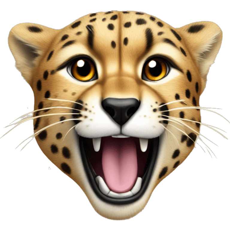 cheetah roaring with tongue out and drool emoji