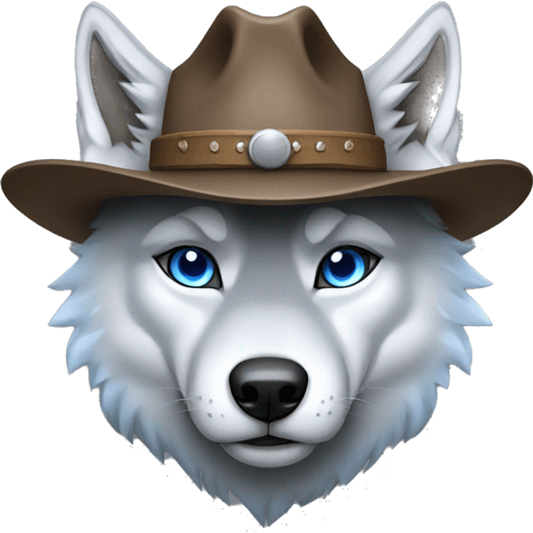 Wolf with cowboy hat Gray With white Lightsaber Blue eyes  emoji