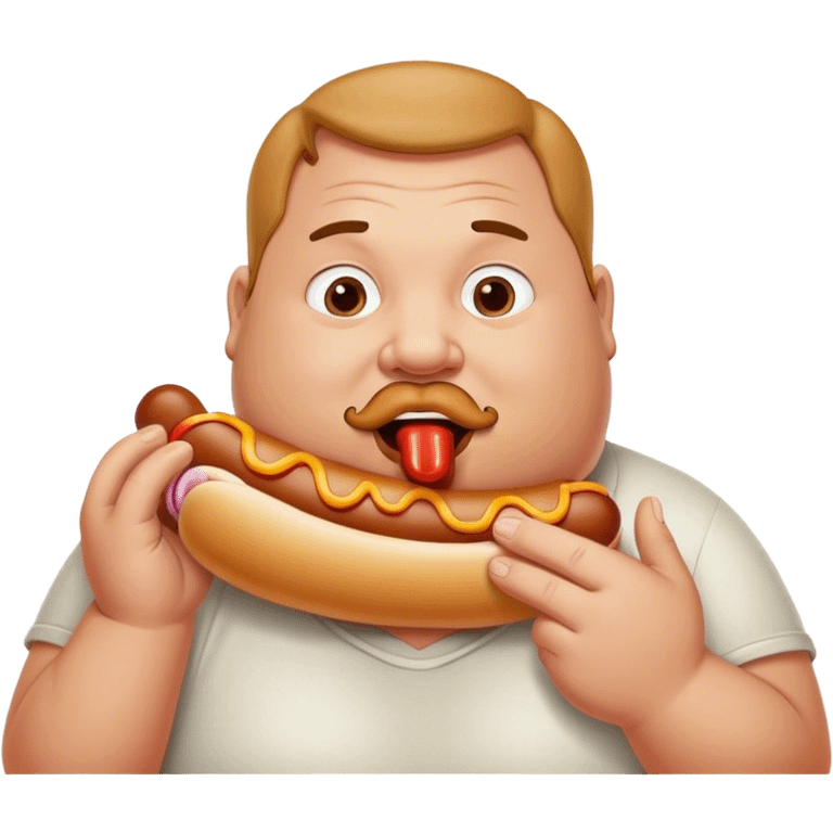 Fat man licking hotdog in mouth emoji