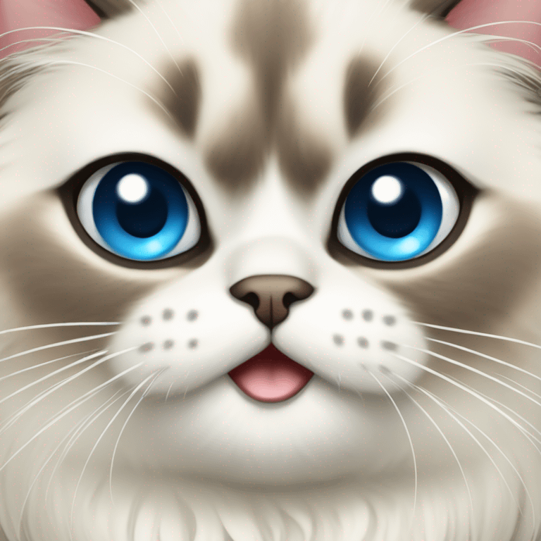 a cute himalayan cat with blue eyes with his tongu emoji