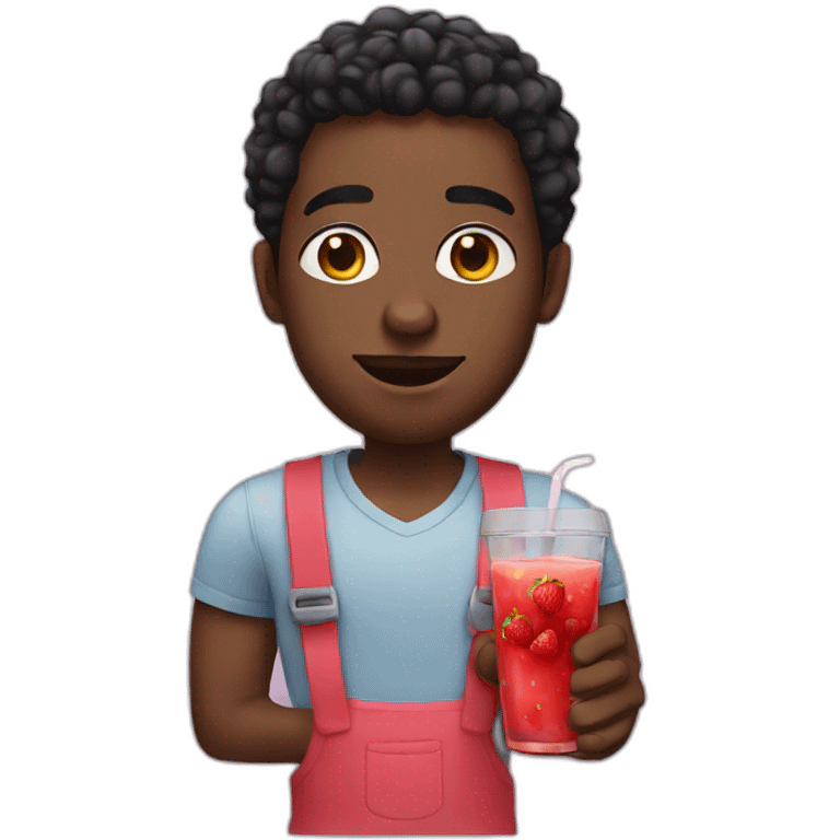 Black man with strawbery juice emoji