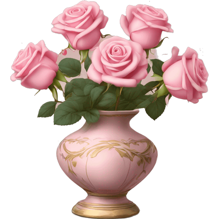 Pastell pink roses in a vintage vase emoji