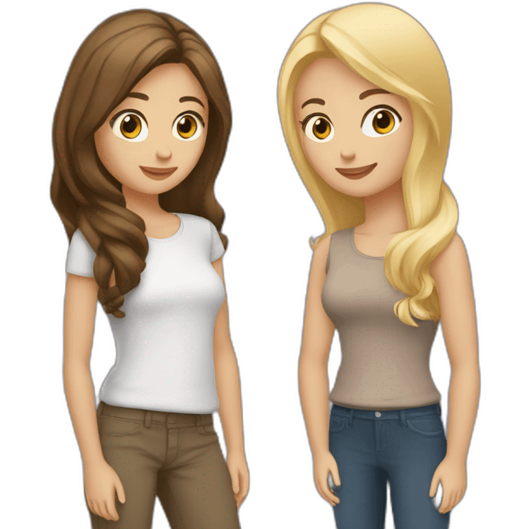 Fille blonde et fille brune qui s’enlace emoji