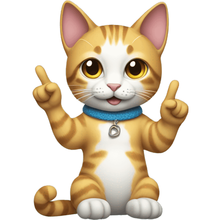 cat doing peace sign emoji