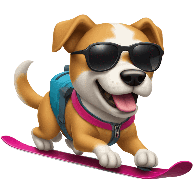 Dog skiing down hill with sunglasses emoji