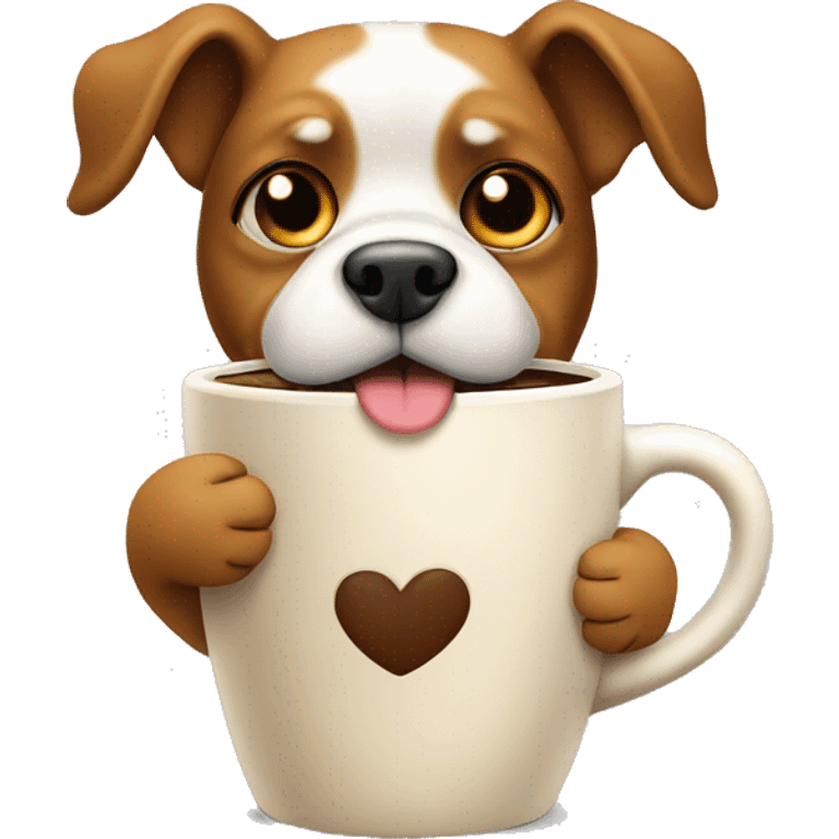 Dog hold a coffee emoji