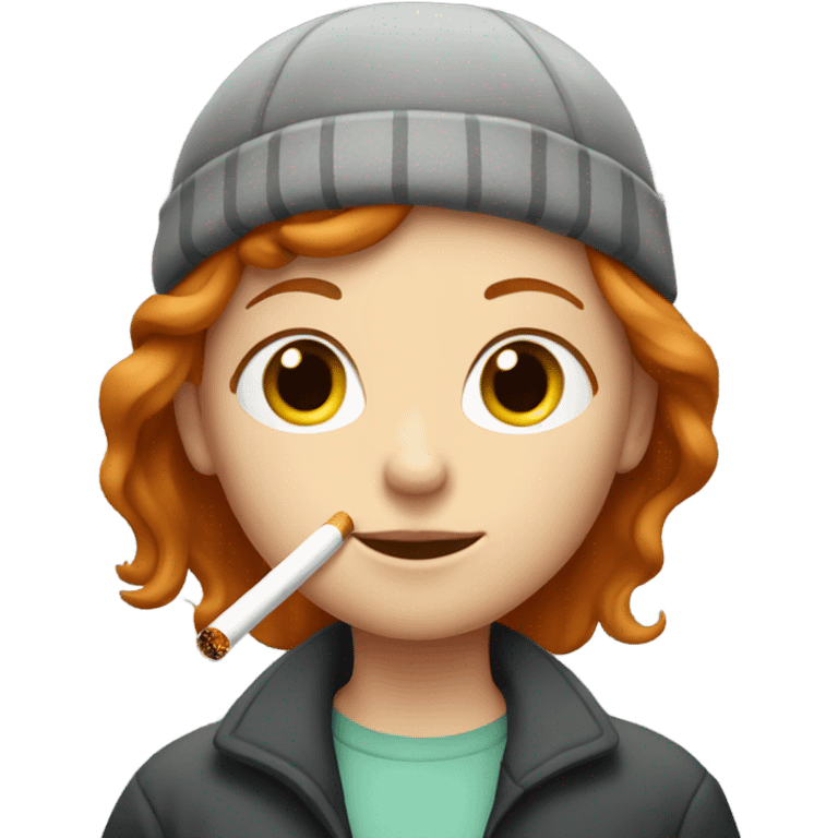 girl with ginger hair smoking emoji