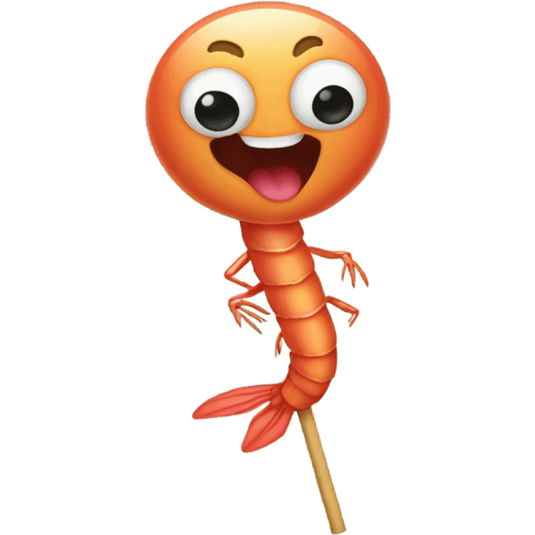 Shrimp singing on a pogo stick  emoji