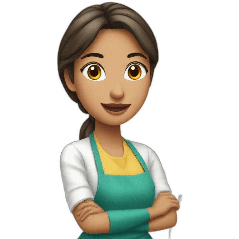 Mujer de cabello largo cocinando con delantal  emoji