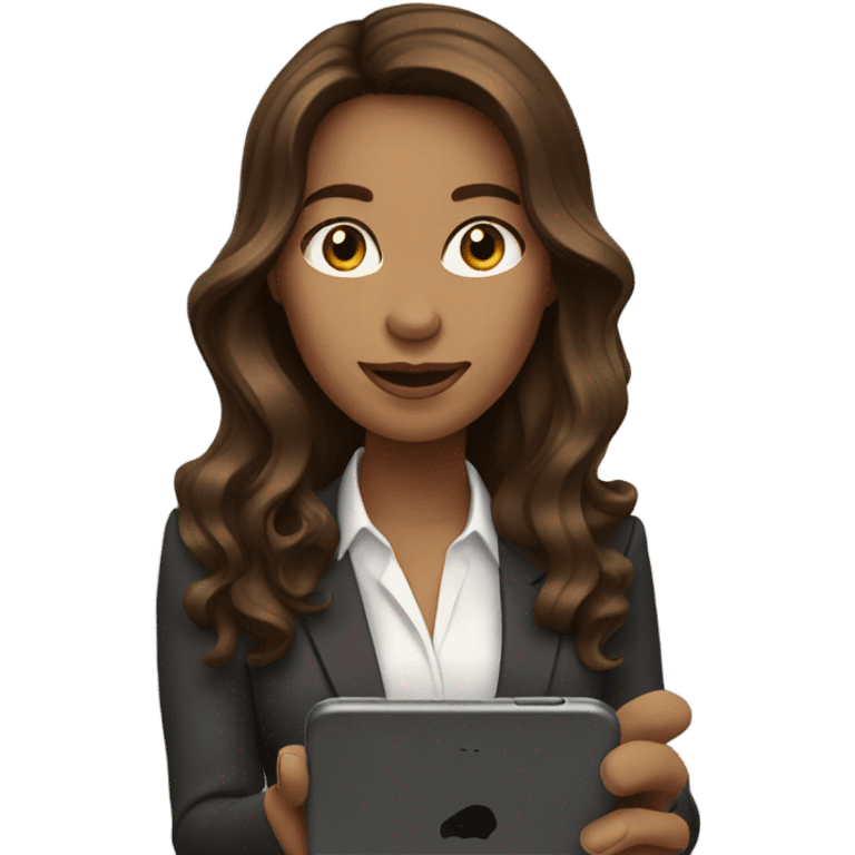 business woman with long wavy brown hair on the iphone emoji