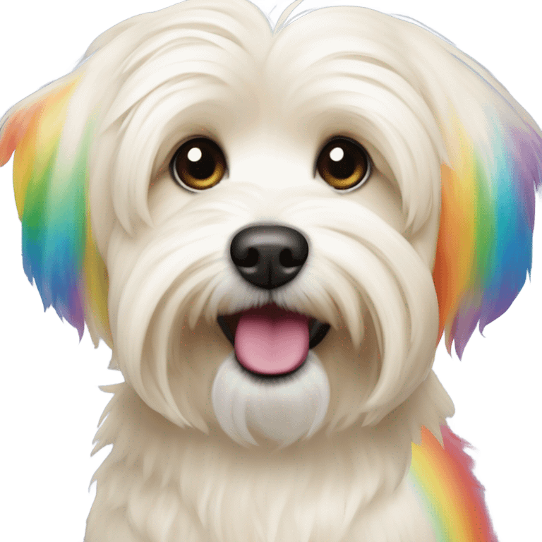 Cream colored havanese with RAINBOW TAIL only emoji