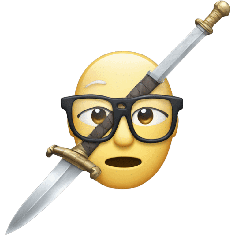 glasses emoji grab with a sword emoji