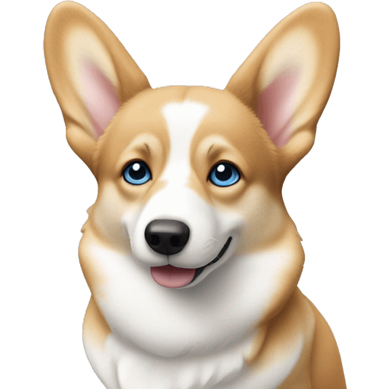 tan and white corgi with icey blue eyes and pointy ears emoji