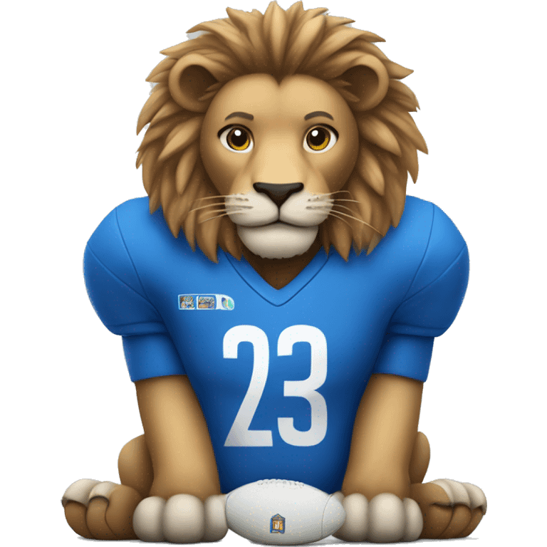 A lion wearing a blue football jersey  emoji