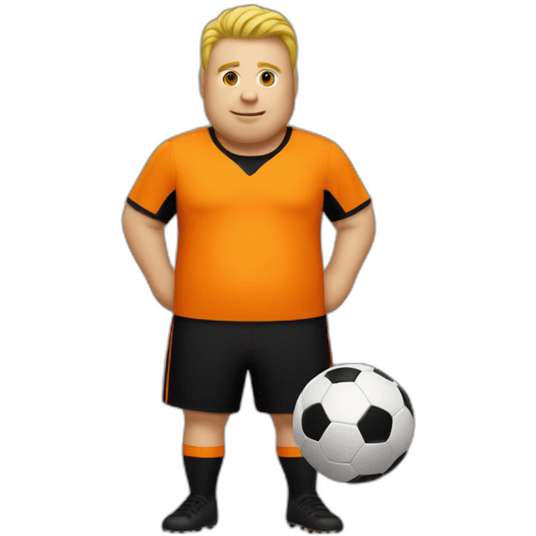 Fat man play soccer orange and black emoji