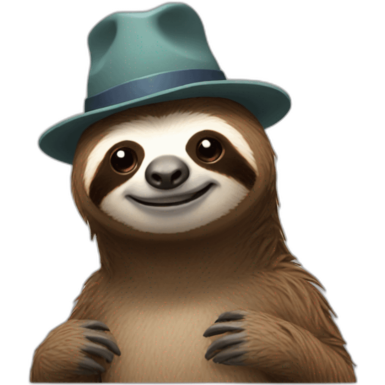 Sloth wearing hat emoji