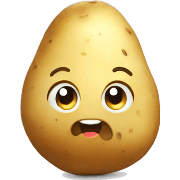 Potato with shy cute face emoji