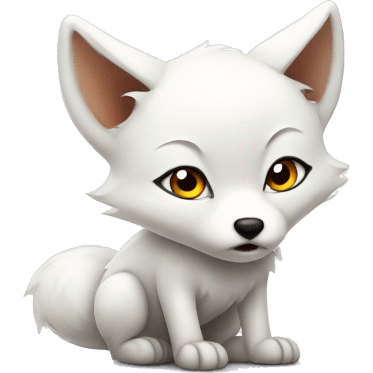 A cute white baby fox looking angry emoji