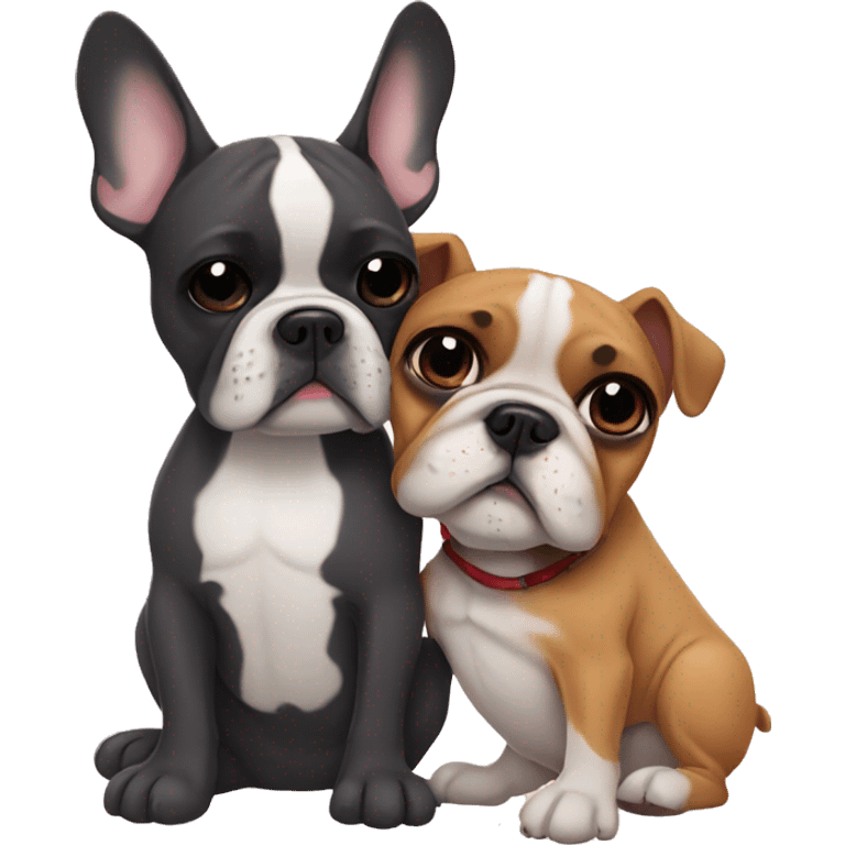 French bulldog and boxer dog hugging  emoji