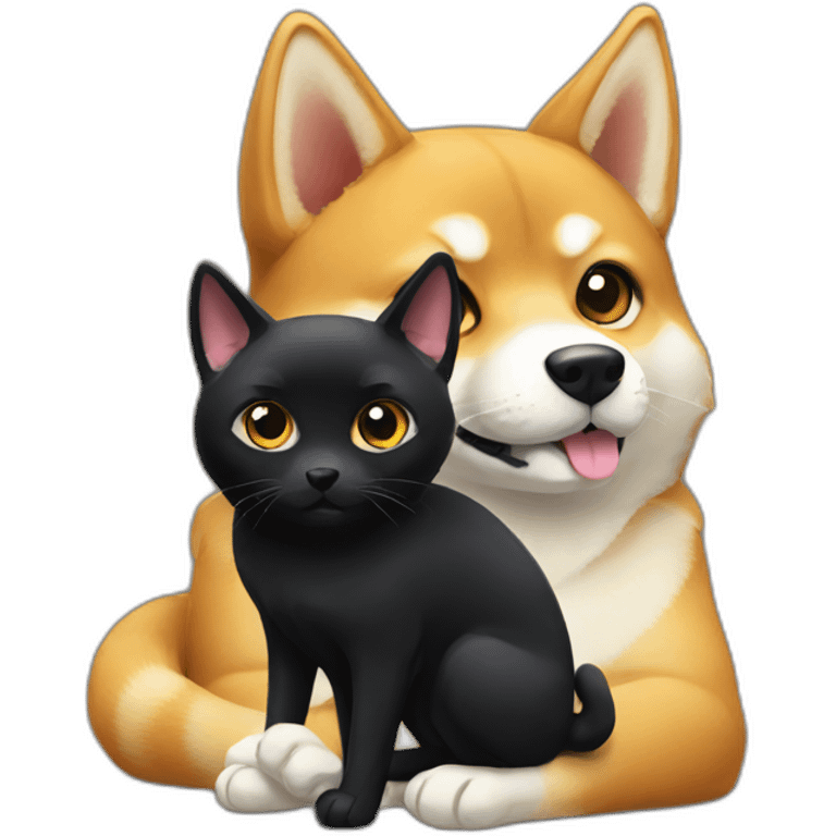 shibainu and black cat emoji