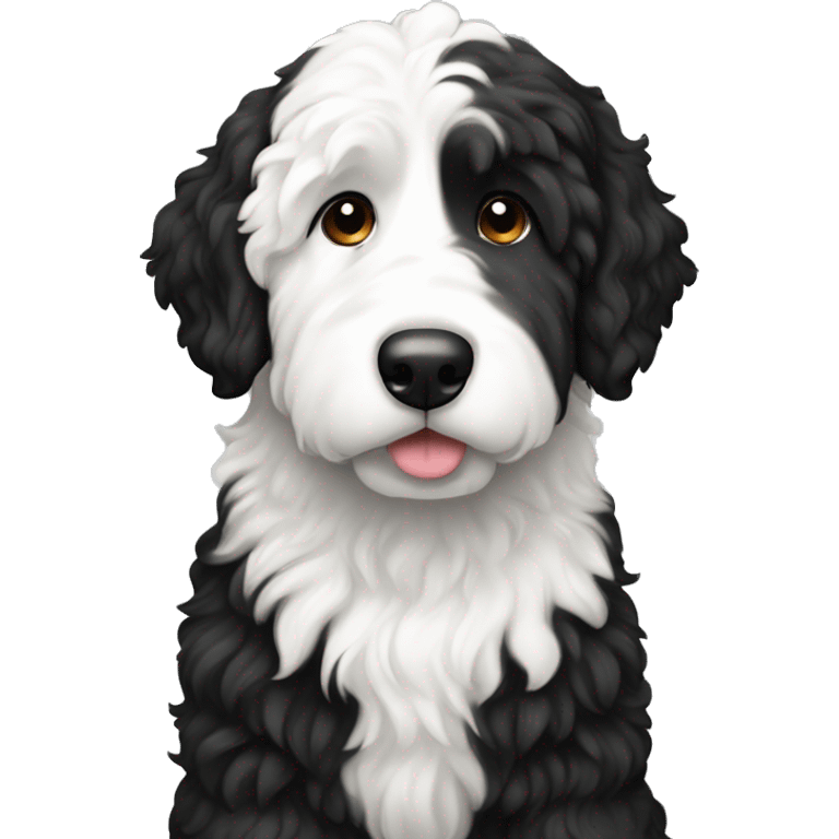 tall black and white f1 bernedoodle emoji