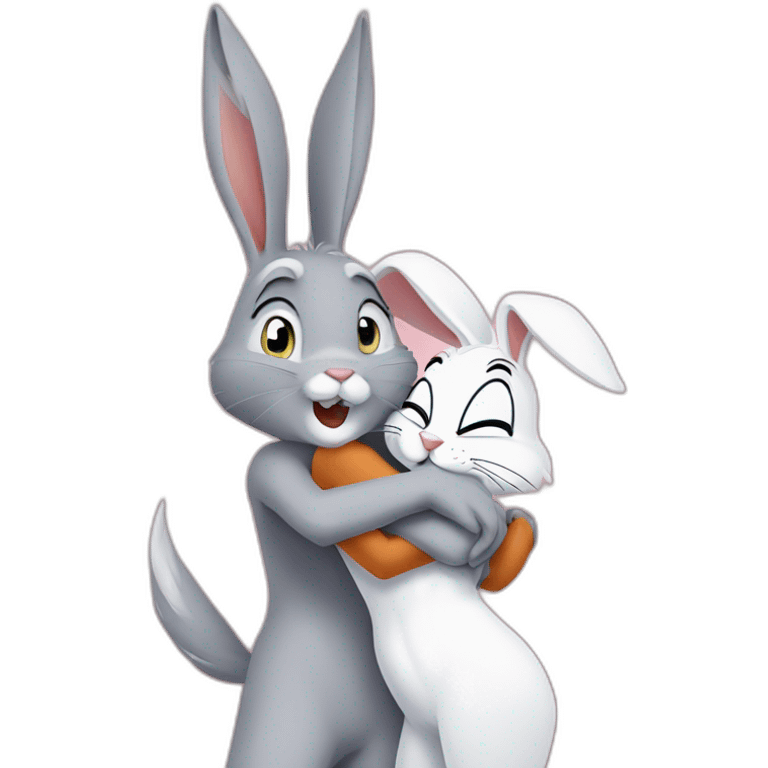 Lola Bunny and Bugs Bunny hug emoji