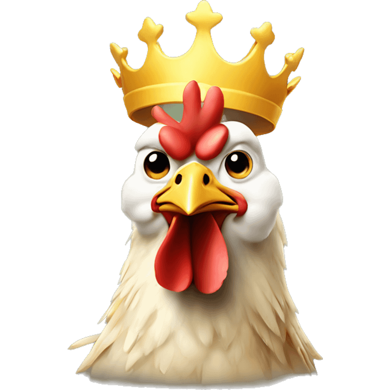 funny looking chicken with a crown on its  emoji