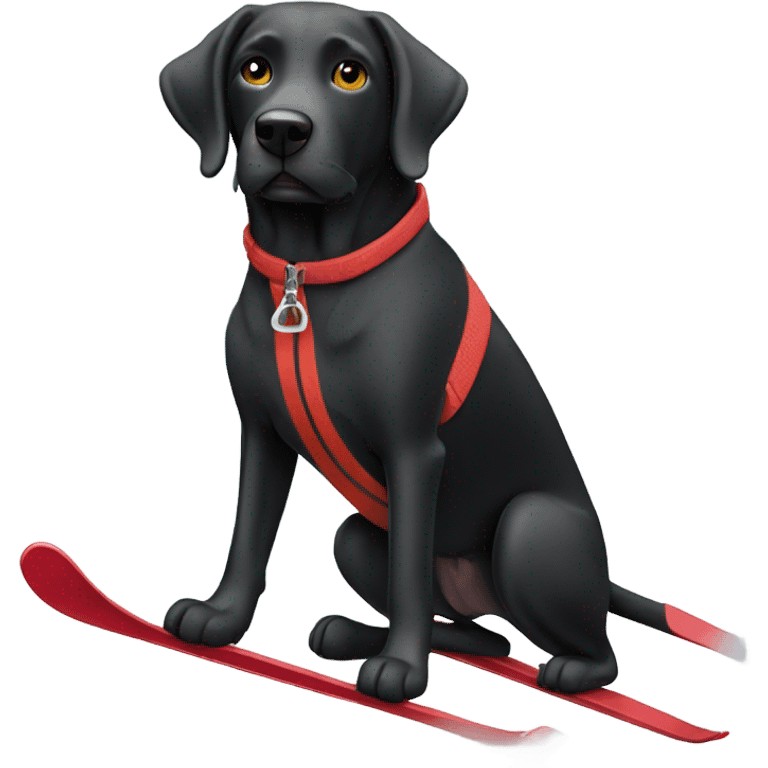 black lab skiing emoji