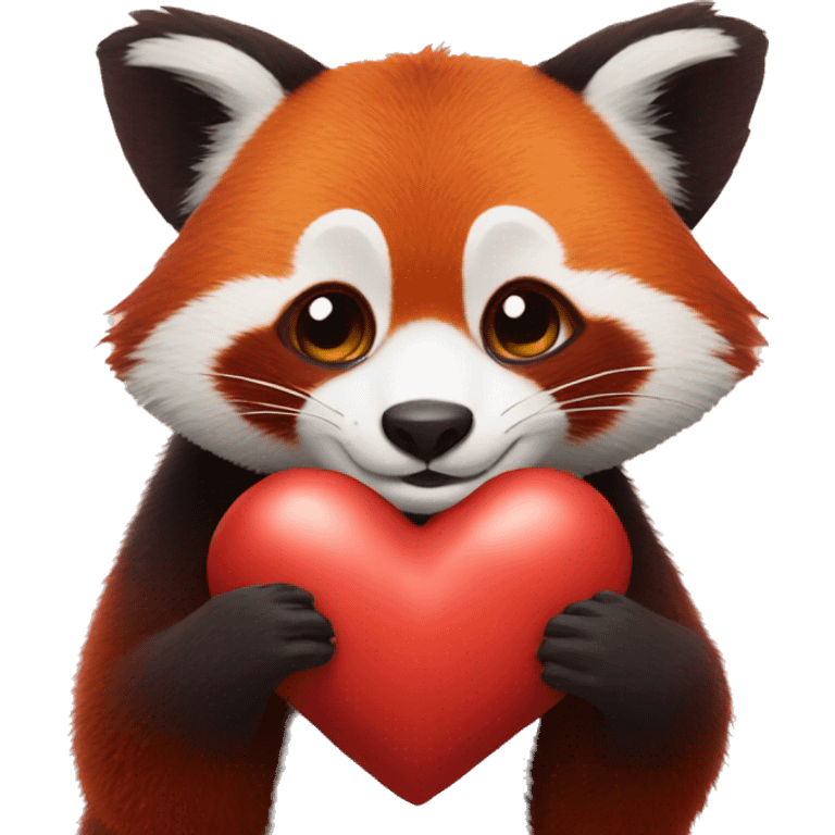 Red panda hugging a heart emoji