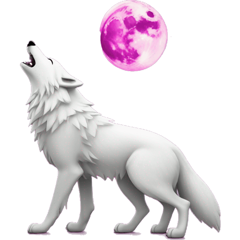 white wolf howling on  magenta moon emoji