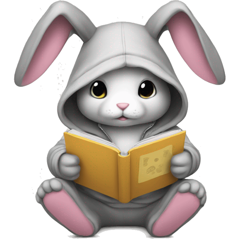 Bunny reading a hoodie emoji