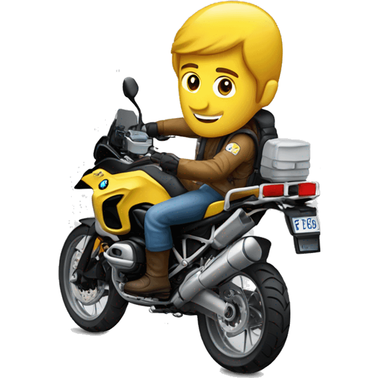 man driving a yellow bmw f750gs emoji