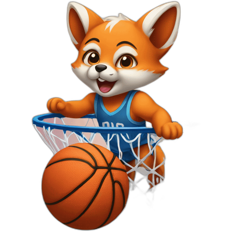 baby fox dunking a basketball emoji