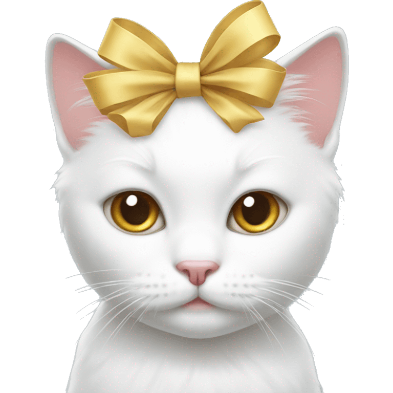 white cat with a bow  emoji