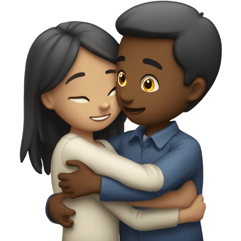 Hug and kiss boy and girl emoji