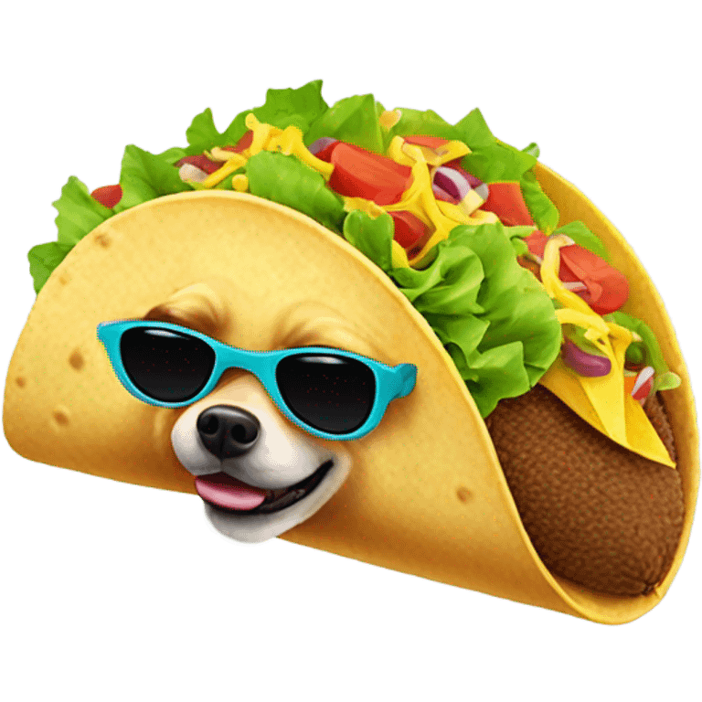 a taco eating a dog wearing sunglasses  emoji