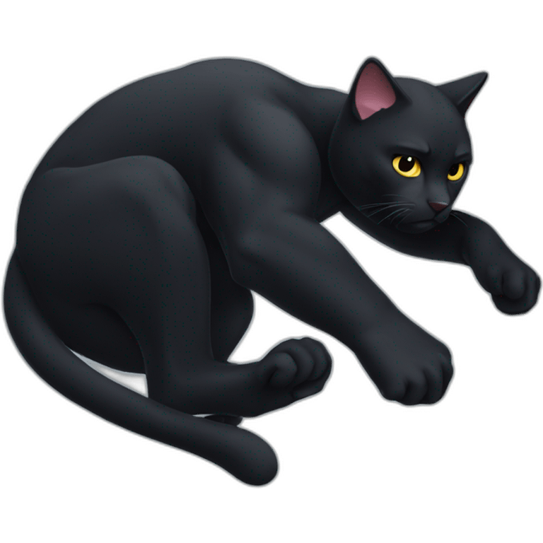 athletic black cat wrestling hand emoji