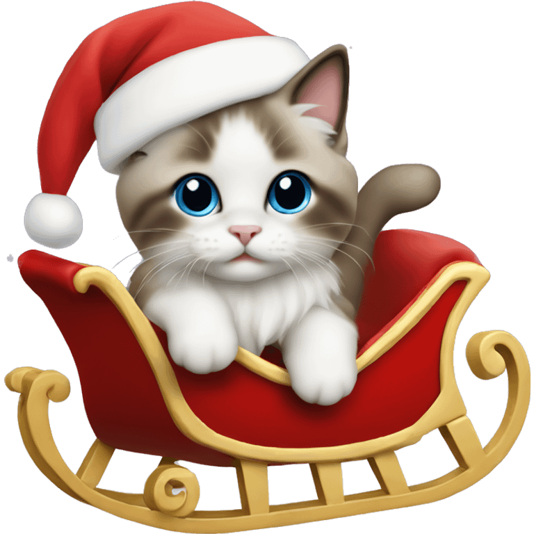 Ragdoll kitten riding Santa’s sleigh  emoji