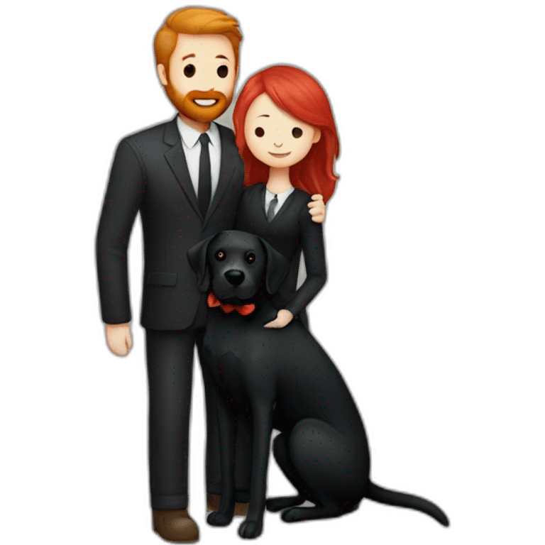 a slender man with a red beard hug a black Labrador emoji